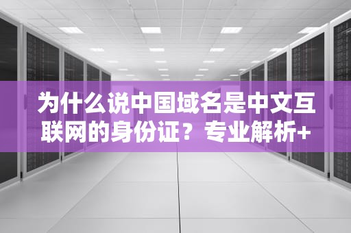 为什么说中国域名是中文互联网的身份证？专业解析+趣味科普