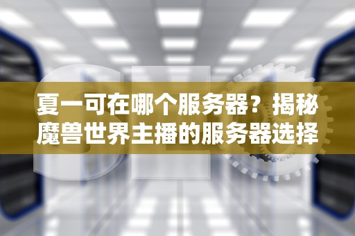 夏一可在哪个服务器？揭秘魔兽世界主播的服务器选择之谜