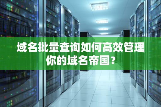 域名批量查询如何高效管理你的域名帝国？