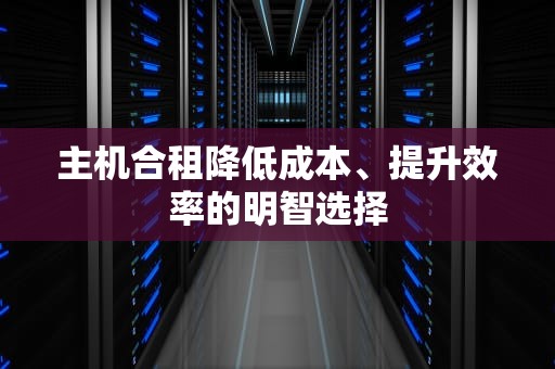 主机合租降低成本、提升效率的明智选择