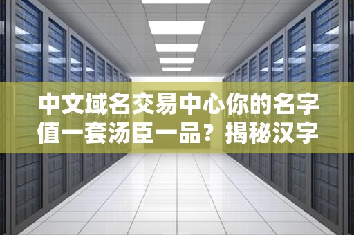 中文域名交易中心你的名字值一套汤臣一品？揭秘汉字域名的财富密码