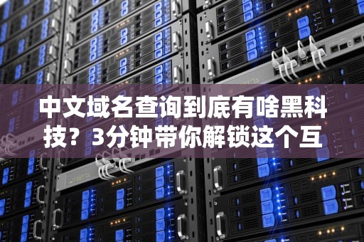 中文域名查询到底有啥黑科技？3分钟带你解锁这个互联网冷知识！