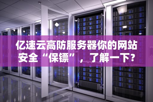 亿速云高防服务器你的网站安全“保镖”，了解一下？
