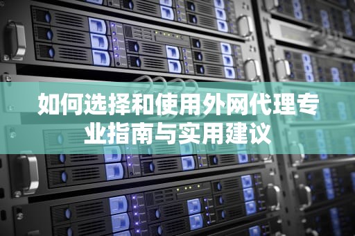 如何选择和使用外网代理专业指南与实用建议