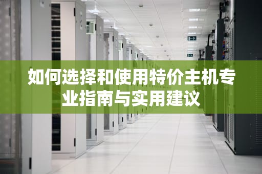 如何选择和使用特价主机专业指南与实用建议