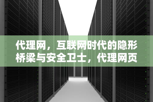代理网，互联网时代的隐形桥梁与安全卫士，代理网页