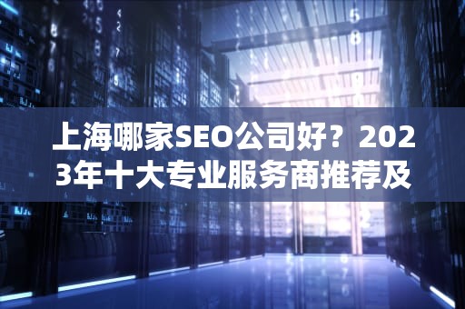 上海哪家SEO公司好？2023年十大专业服务商推荐及选择指南，上海哪家seo公司好一点