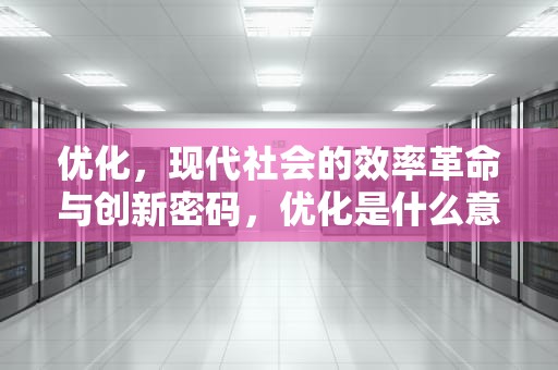 优化，现代社会的效率革命与创新密码，优化是什么意思