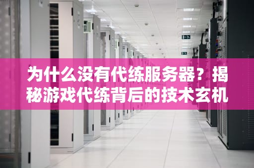为什么没有代练服务器？揭秘游戏代练背后的技术玄机！