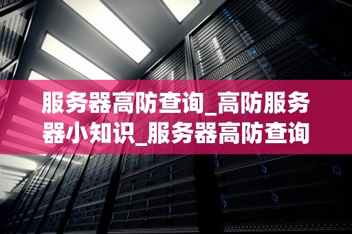 服务器高防查询_高防服务器小知识_服务器高防查询的全面解析