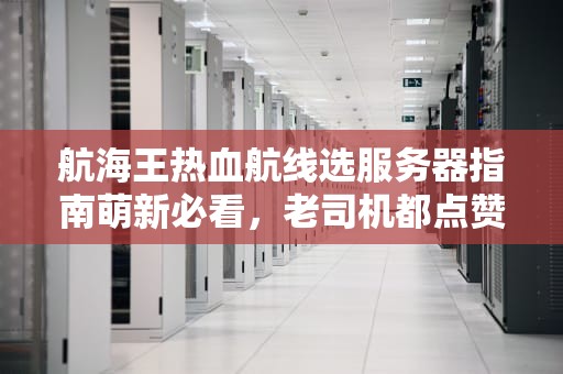 航海王热血航线选服务器指南萌新必看，老司机都点赞的避坑攻略！