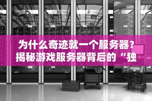 为什么奇迹就一个服务器？揭秘游戏服务器背后的“独苗”之谜！