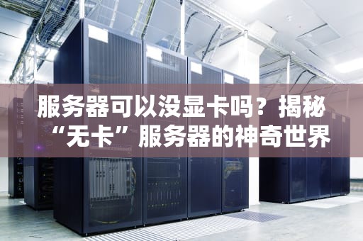 服务器可以没显卡吗？揭秘“无卡”服务器的神奇世界！