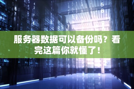 服务器数据可以备份吗？看完这篇你就懂了！