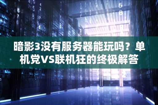 暗影3没有服务器能玩吗？单机党VS联机狂的终极解答！