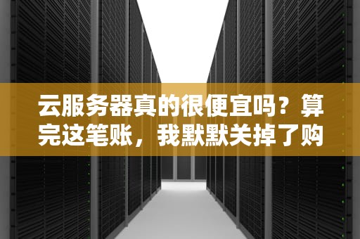 云服务器真的很便宜吗？算完这笔账，我默默关掉了购物车！