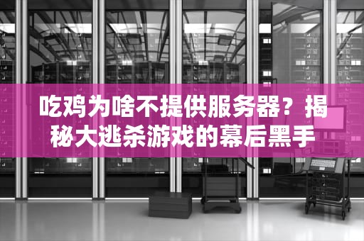 吃鸡为啥不提供服务器？揭秘大逃杀游戏的幕后黑手
