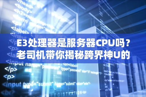 E3处理器是服务器CPU吗？老司机带你揭秘跨界神U的奇妙人生！