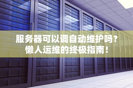 服务器可以调自动维护吗？懒人运维的终极指南！