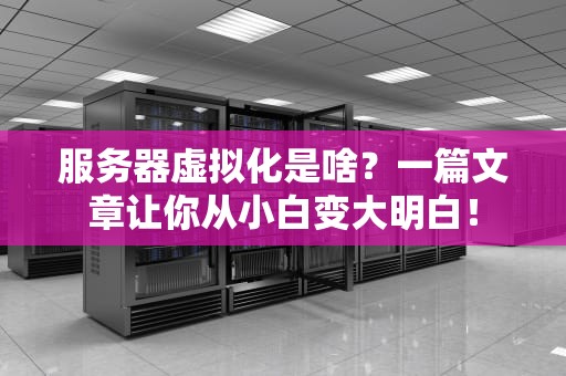 服务器虚拟化是啥？一篇文章让你从小白变大明白！
