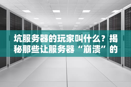 坑服务器的玩家叫什么？揭秘那些让服务器“崩溃”的奇葩玩家！