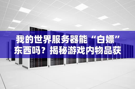 我的世界服务器能“白嫖”东西吗？揭秘游戏内物品获取的合法姿势！