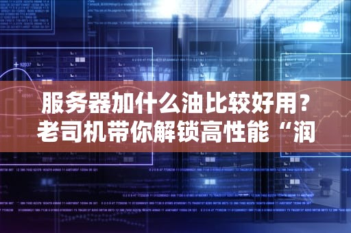 服务器加什么油比较好用？老司机带你解锁高性能“润滑”秘籍！