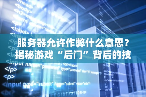 服务器允许作弊什么意思？揭秘游戏“后门”背后的技术猫腻！