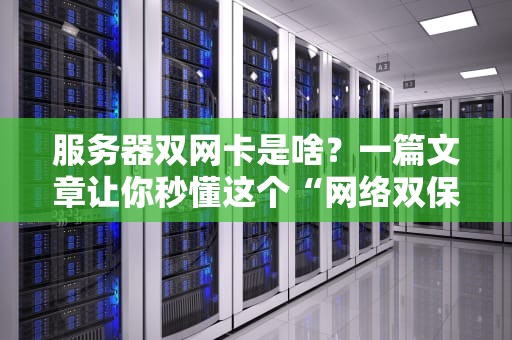 服务器双网卡是啥？一篇文章让你秒懂这个“网络双保险”！