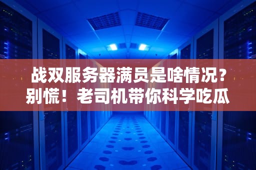 战双服务器满员是啥情况？别慌！老司机带你科学吃瓜+解决方案