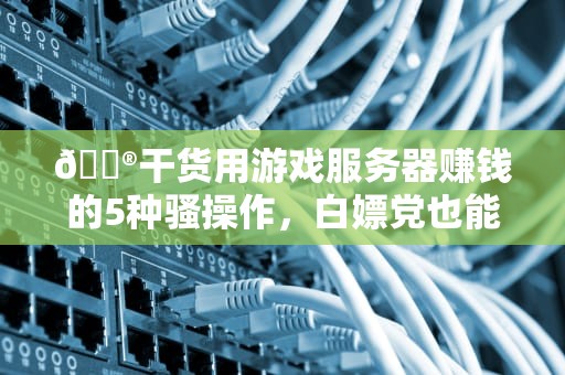 🎮干货用游戏服务器赚钱的5种骚操作，白嫖党也能月入过万！