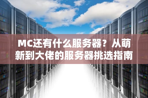 MC还有什么服务器？从萌新到大佬的服务器挑选指南（附神级推荐）