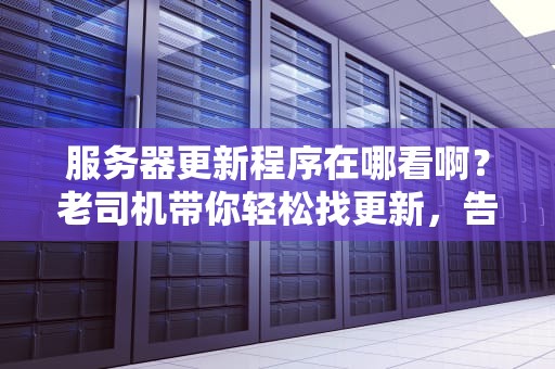 服务器更新程序在哪看啊？老司机带你轻松找更新，告别卡顿烦恼！