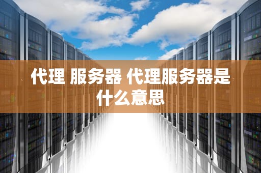 代理 服务器 代理服务器是什么意思