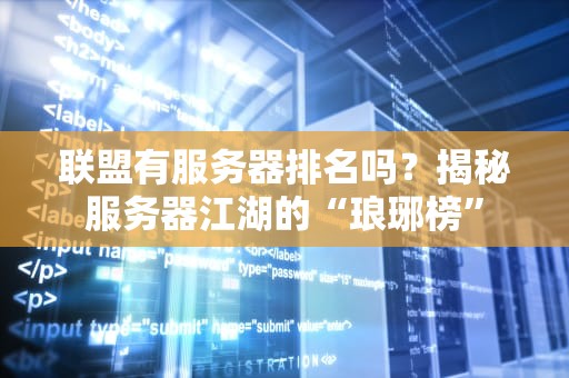 联盟有服务器排名吗？揭秘服务器江湖的“琅琊榜”