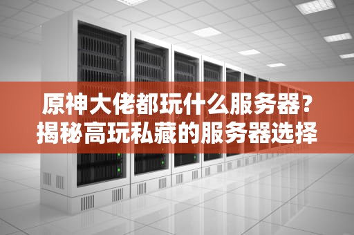 原神大佬都玩什么服务器？揭秘高玩私藏的服务器选择秘籍！