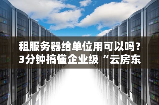 租服务器给单位用可以吗？3分钟搞懂企业级“云房东”避坑指南！