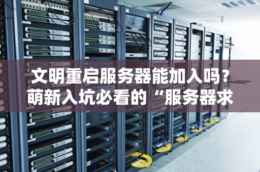 文明重启服务器能加入吗？萌新入坑必看的“服务器求生指南”