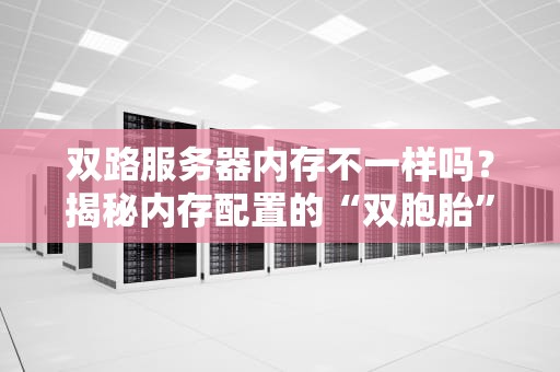 双路服务器内存不一样吗？揭秘内存配置的“双胞胎”玄机！