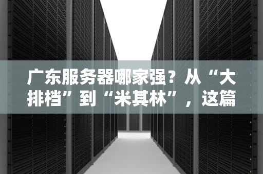 广东服务器哪家强？从“大排档”到“米其林”，这篇测评让你吃得明明白白！