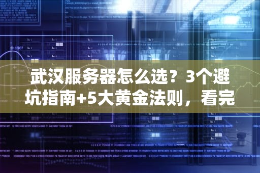 武汉服务器怎么选？3个避坑指南+5大黄金法则，看完秒变老司机！