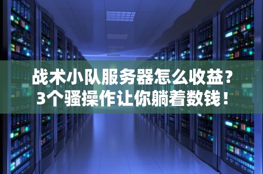 战术小队服务器怎么收益？3个骚操作让你躺着数钱！