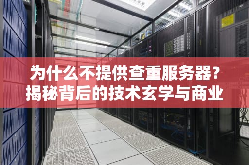 为什么不提供查重服务器？揭秘背后的技术玄学与商业逻辑
