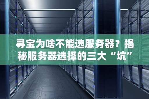 寻宝为啥不能选服务器？揭秘服务器选择的三大“坑”与避雷指南！