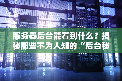 服务器后台能看到什么？揭秘那些不为人知的“后台秘密”！
