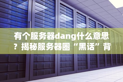 有个服务器dang什么意思？揭秘服务器圈“黑话”背后的硬核知识！
