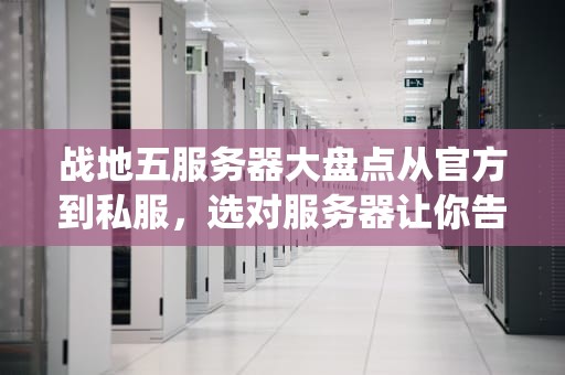 战地五服务器大盘点从官方到私服，选对服务器让你告别“神仙打架”！