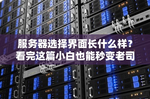 服务器选择界面长什么样？看完这篇小白也能秒变老司机！