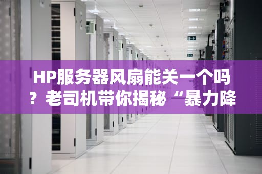 HP服务器风扇能关一个吗？老司机带你揭秘“暴力降噪”的后果！