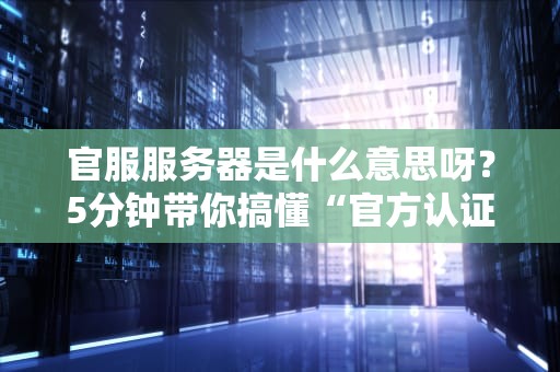 官服服务器是什么意思呀？5分钟带你搞懂“官方认证”的游戏世界！